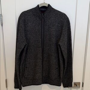 Ted Baker Men’s Kulfi Black texture Full Zip Funnel Neck Sweater Ted Size 5 XL